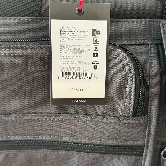 TUMI Charcoal Men's Briefcase - Picture 2 of 6